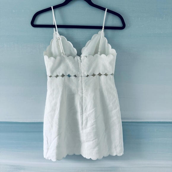 NWT $380 LoveShackFancy Sydow White Scalloped Linen Mini Dress Sz 2 - Picture 9 of 16